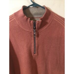 Tommy Bahama Men's XL Flip Side Twill Reversible Half-Zip Sweater Burnt Umber